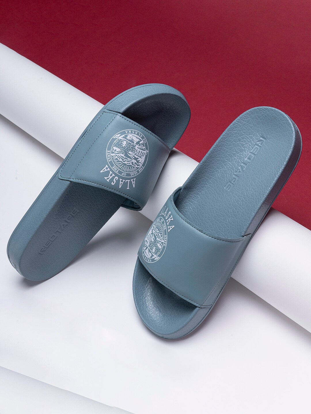 

Red Tape Men Blue & White Rubber Sliders