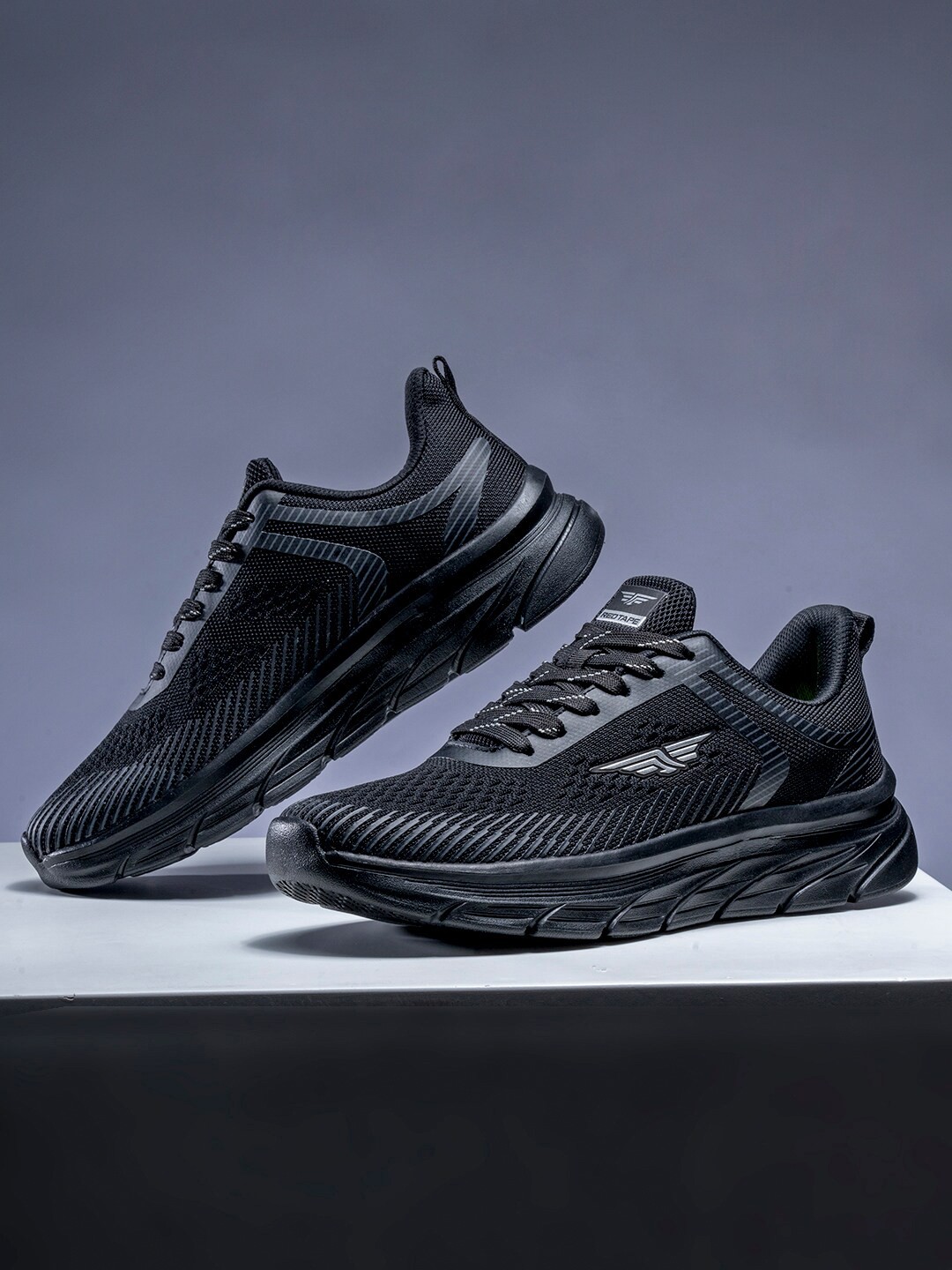 

Red Tape Men Black Textile Walking Shoes