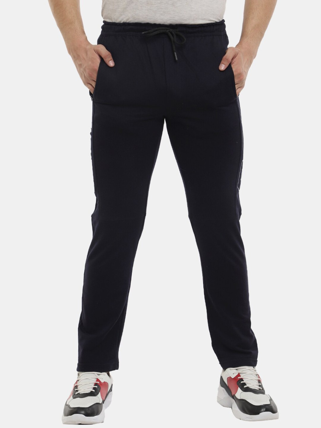 

V-Mart Men Navy Blue & White Printed Cotton Track Pant