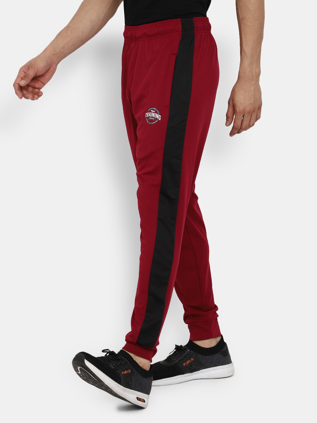 

V-Mart Men Maroon & Black Colorblocked Cotton Joggers