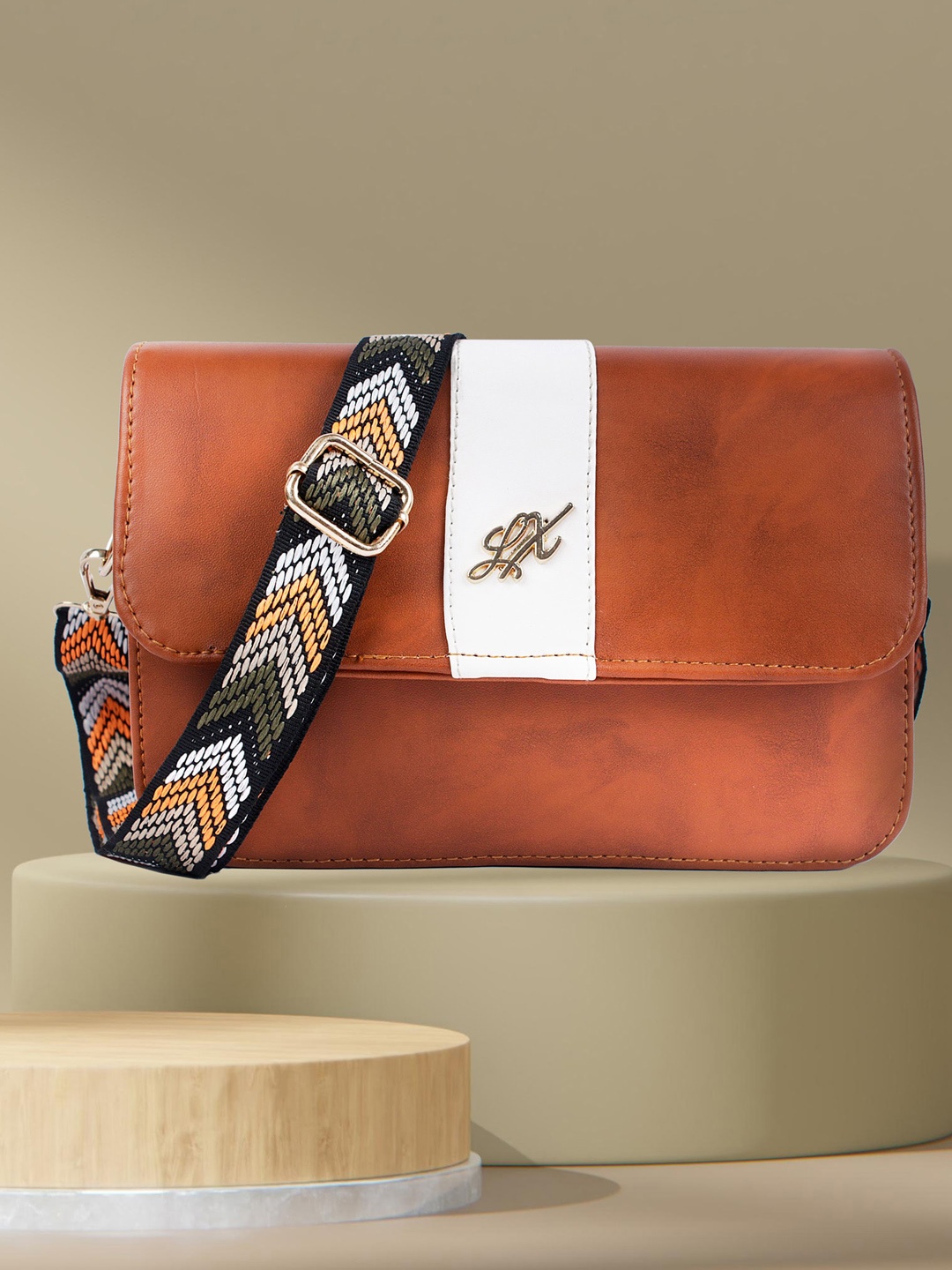 

LEKHX Brown PU Shopper Sling Bag