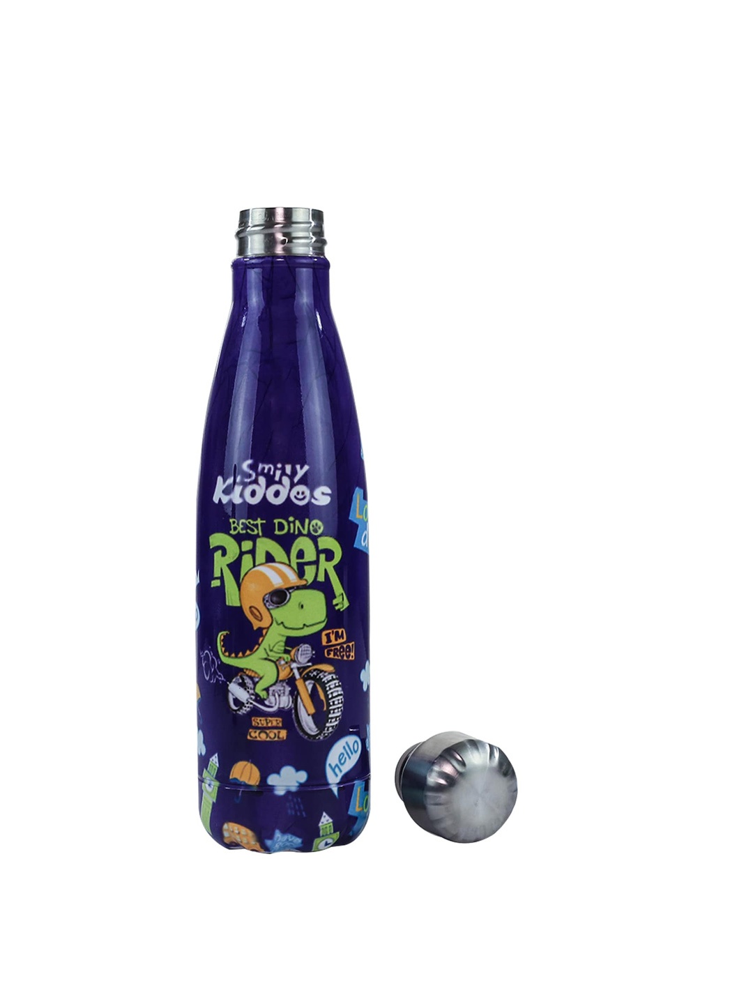 

Smily Kiddos Violet Rider Dino Printed Stainless Steel Water Bottle 500 ml