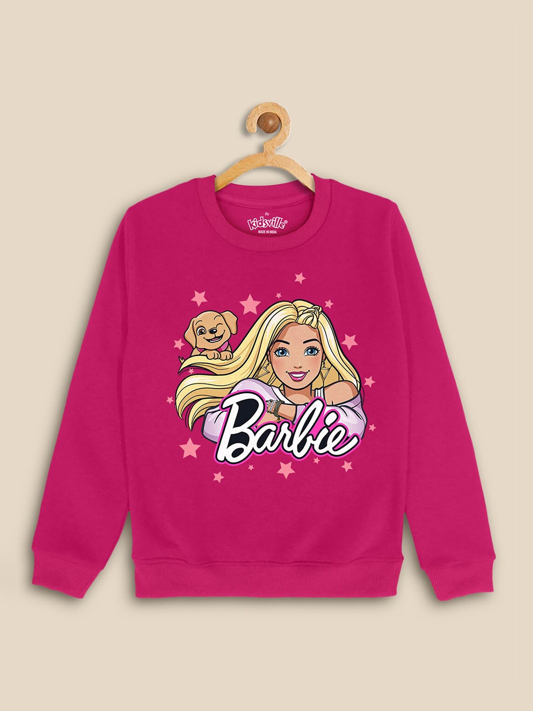 

Kids Ville Girls Pink Barbie Printed Sweatshirt