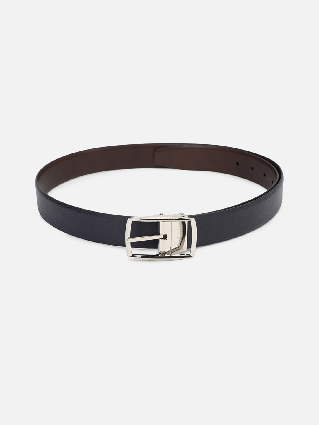 

Van Heusen Men Navy Blue Textured Leather Formal Belt
