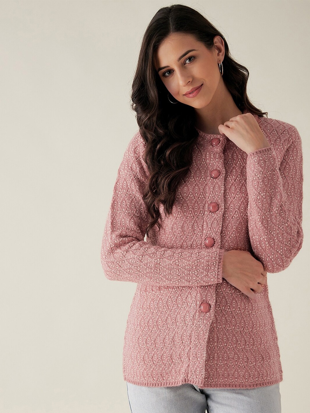 

RIVZA Women Pink Cable Knit Sweater Vest