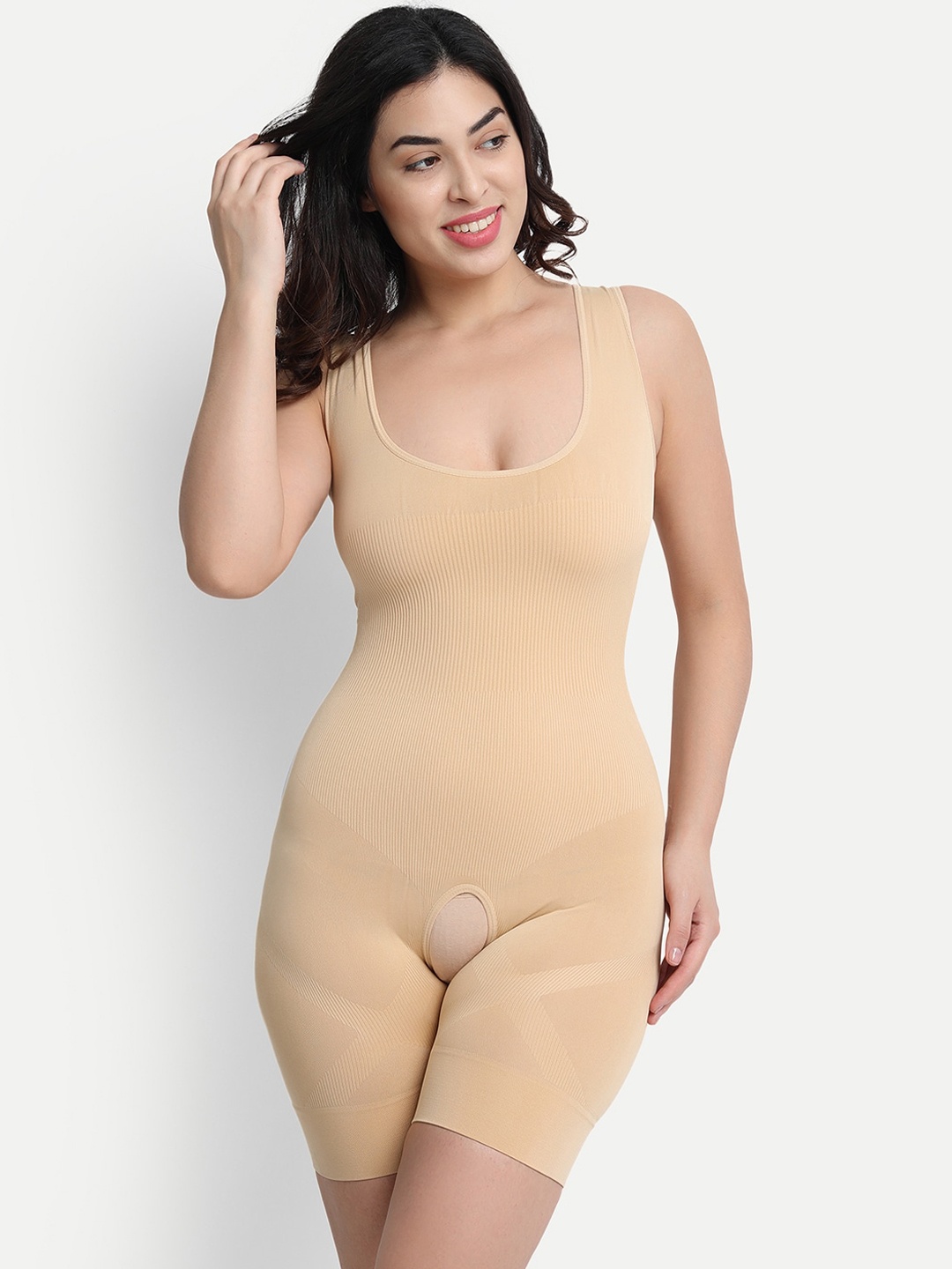 

Gopalvilla Women Beige Solid Cotton Body Shapewear