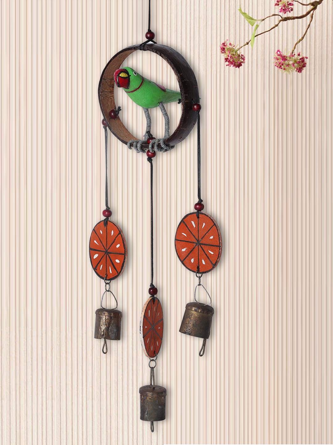 

ExclusiveLane Multicoloured Wooden Handpainted Decorative Hanging Windchimes, Multi