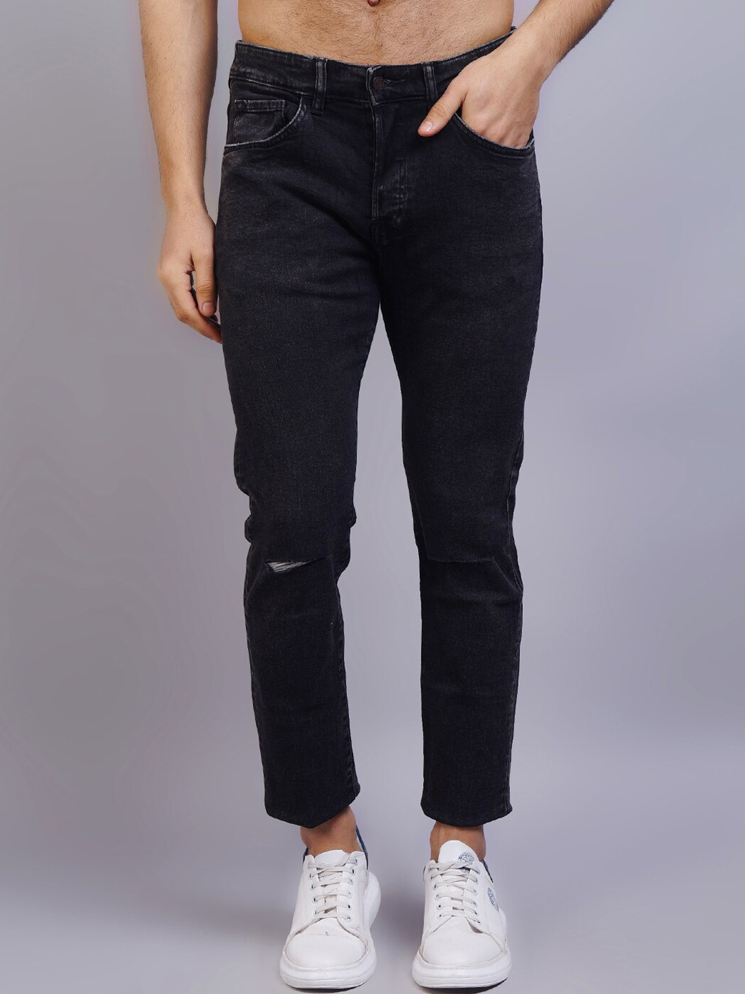 

GRACIT Men Black Skinny Fit Slash Knee Stretchable Jeans