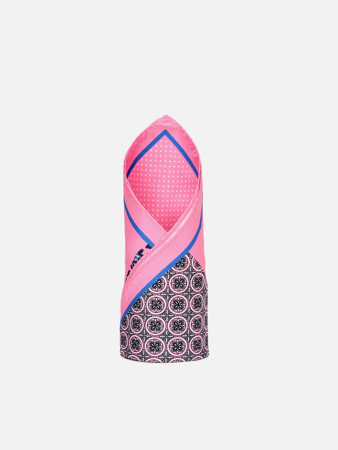 

Louis Philippe Men Pink & Navy Blue Printed 4-Ways Pocket Squares