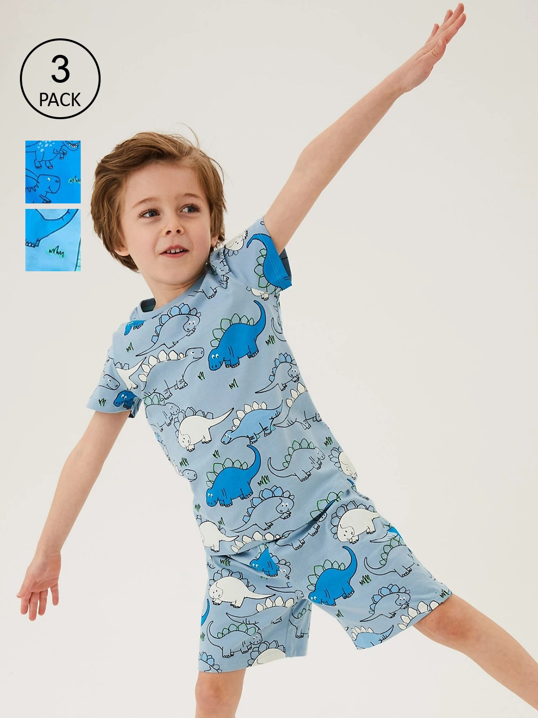 

Marks & Spencer Boys Pack Of 3 Printed Night suit, Blue