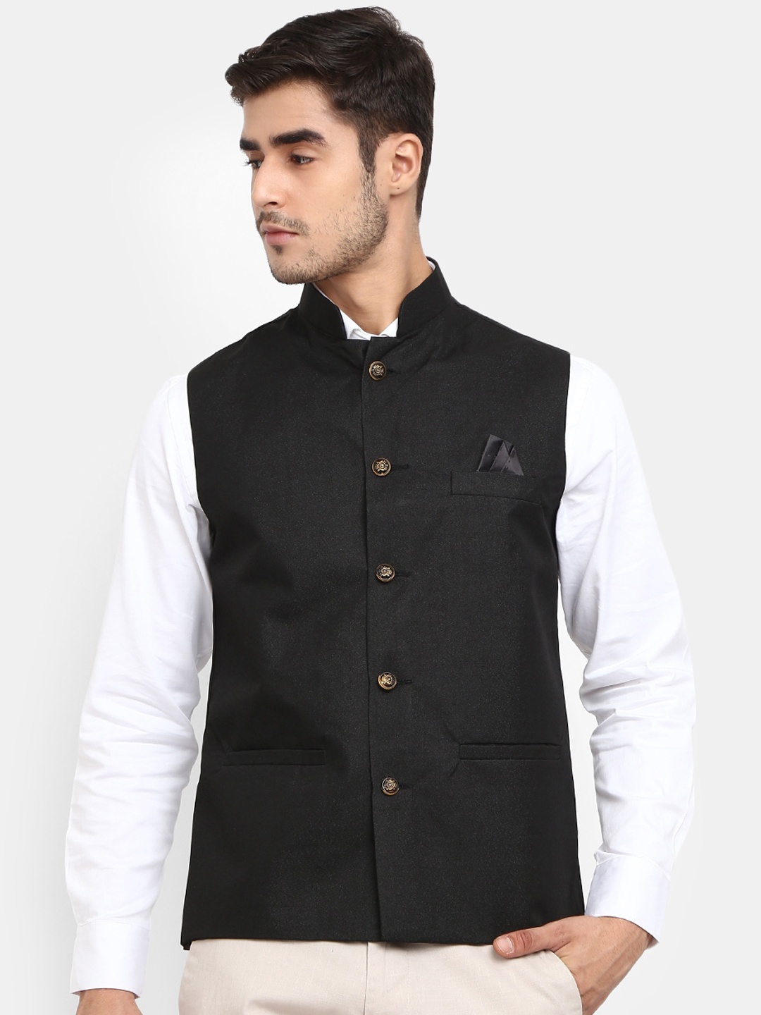 

V-Mart Men Black Solid Nehru Jacket