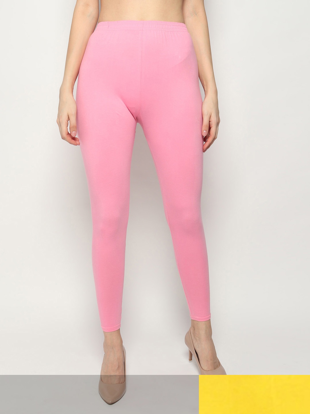 

KEX Women Pack Of 2 Solid Ankle-Length Leggings, Pink