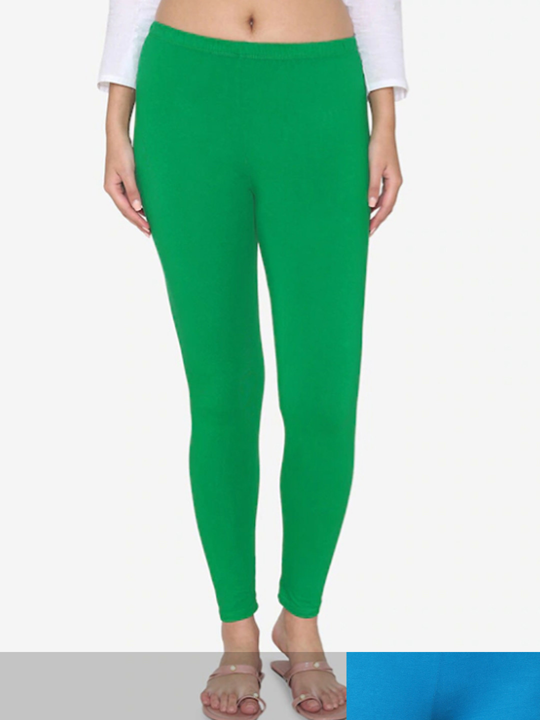 

KEX Women Pack of 2 Solid Ankle-Length Leggings, Green