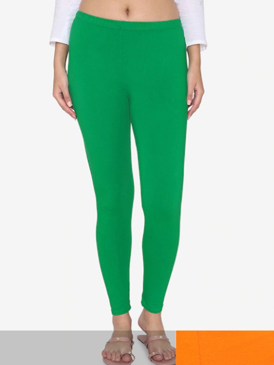 

KEX Women Pack Of 2 Orange & Green Solid Ankle-Length Leggings