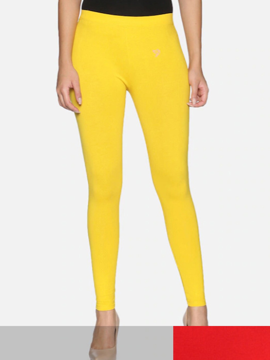 

KEX Women Pack Of 2 Solid Ankle Length Leggings, Yellow