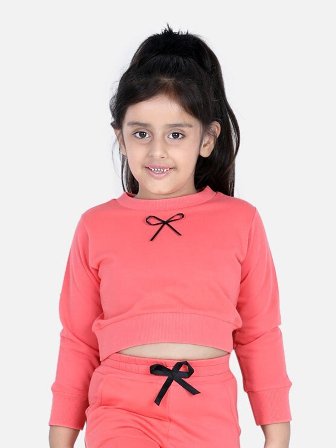 

AWW HUNNIE Girls Peach-Coloured Cotton Sweatshirt