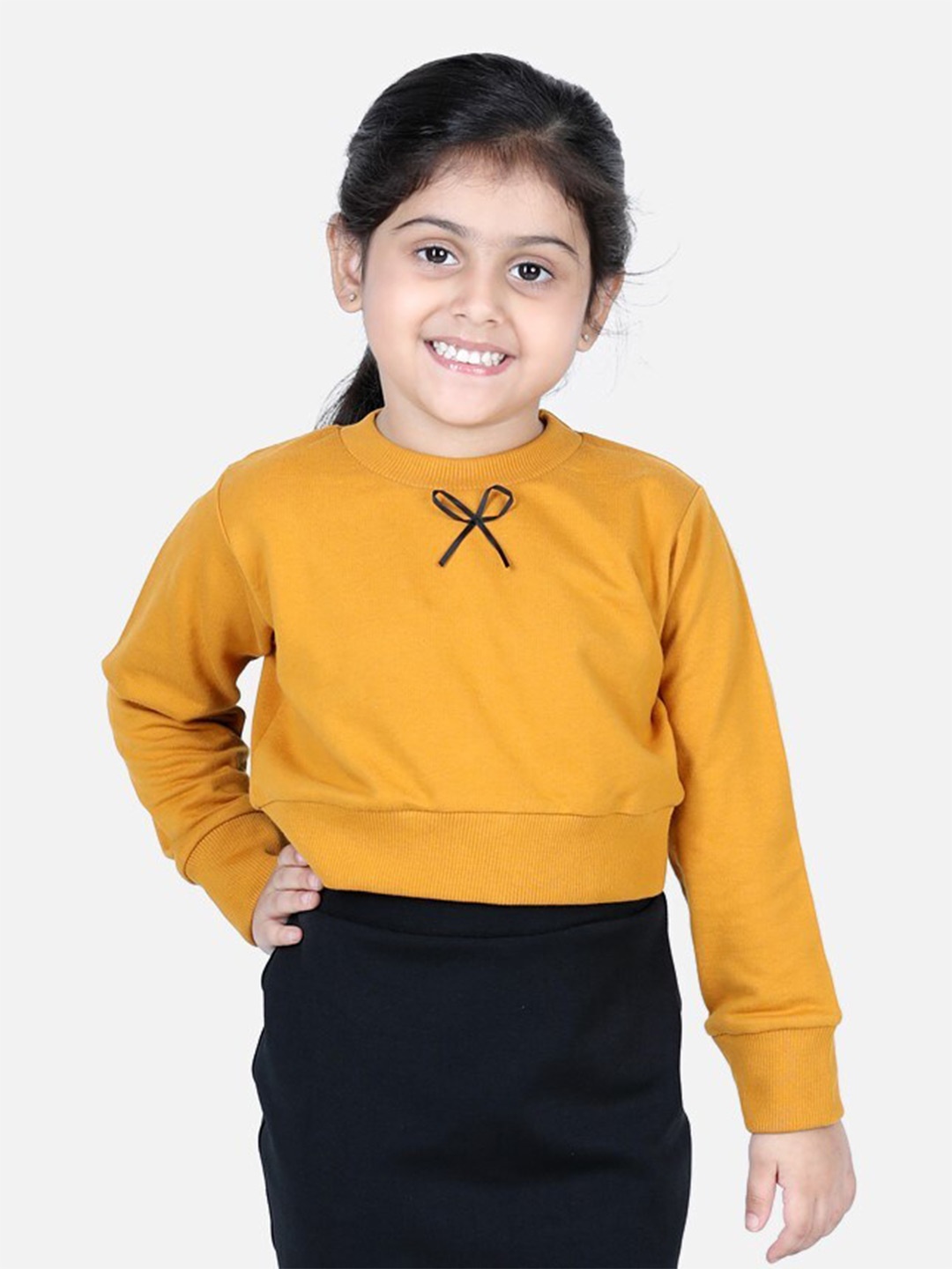 

AWW HUNNIE Girls Yellow Solid Sweatshirt