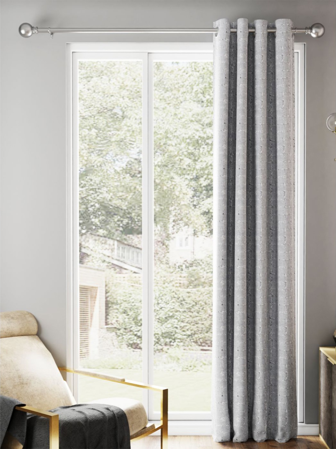 

BIANCA Grey & Grey Room Darkening Door Curtain