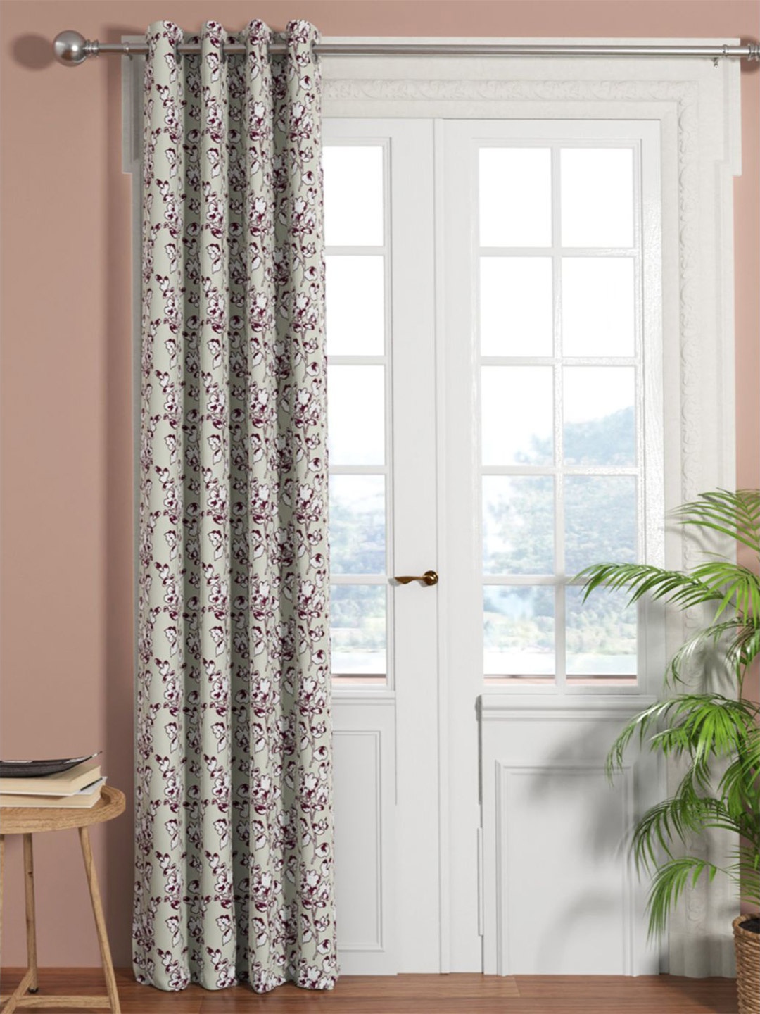 

KOPA Green & White Floral Room Darkening Door Curtain