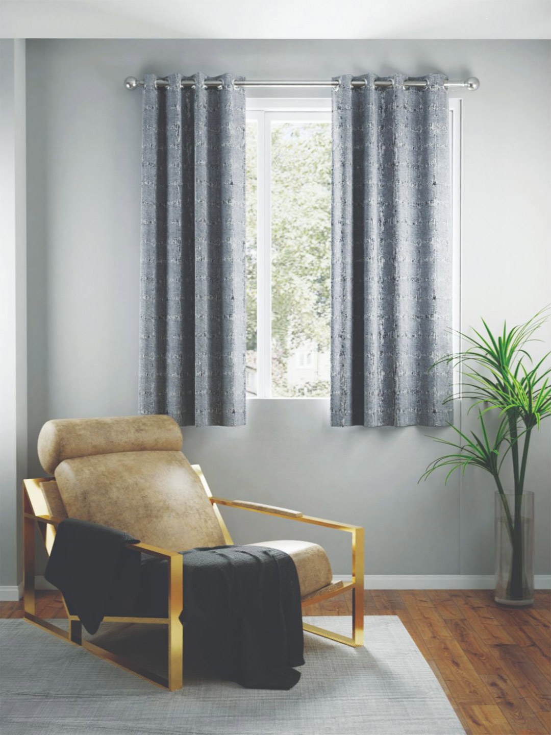 

BIANCA Grey Set of 2 Room Darkening Window Curtain