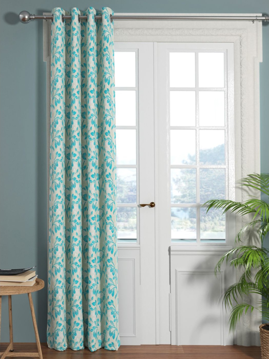 

KOPA Blue Floral Room Darkening Door Curtain