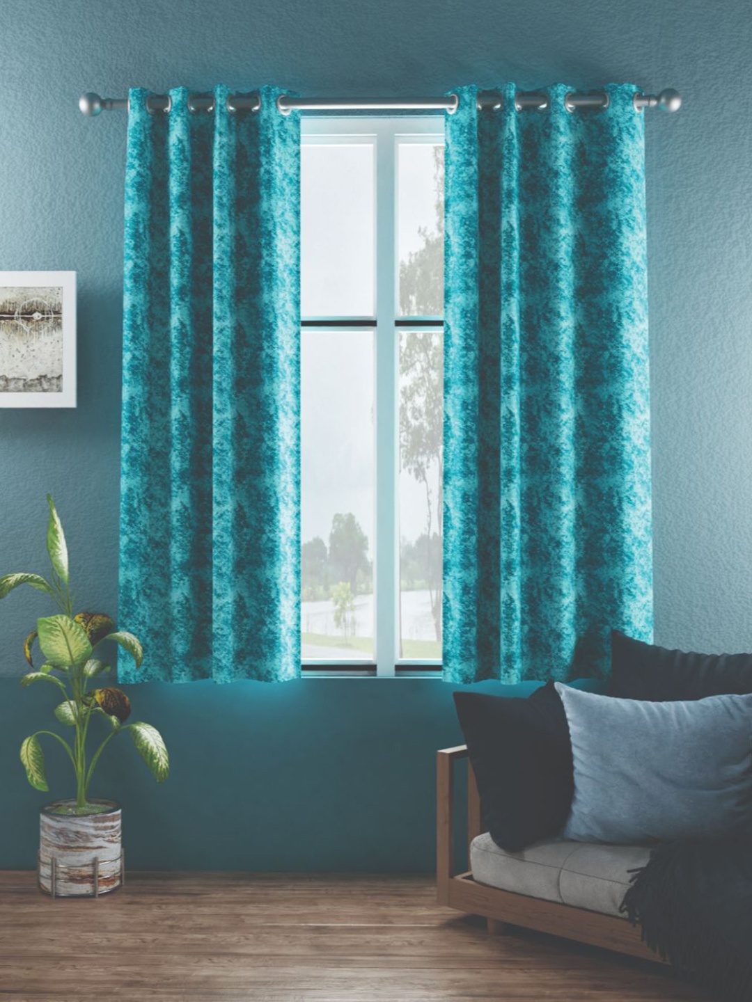 

BIANCA Sea Green Set of 2 Room Darkening Window Curtain