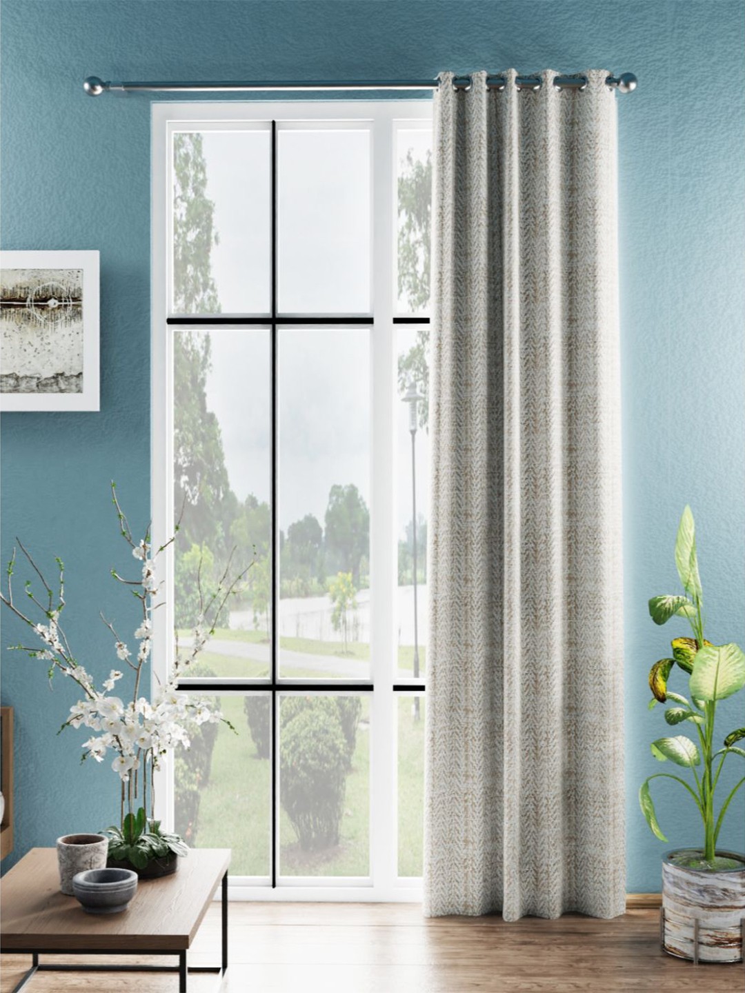 

BIANCA Silver Geometric Room Darkening Door Curtain