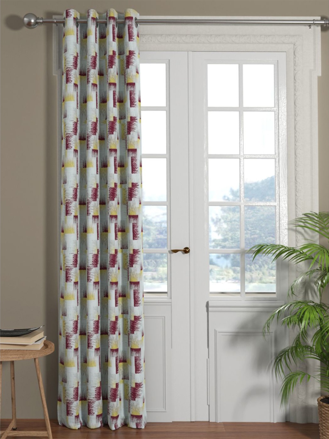 

KOPA Green & Maroon Room Darkening Door Curtain