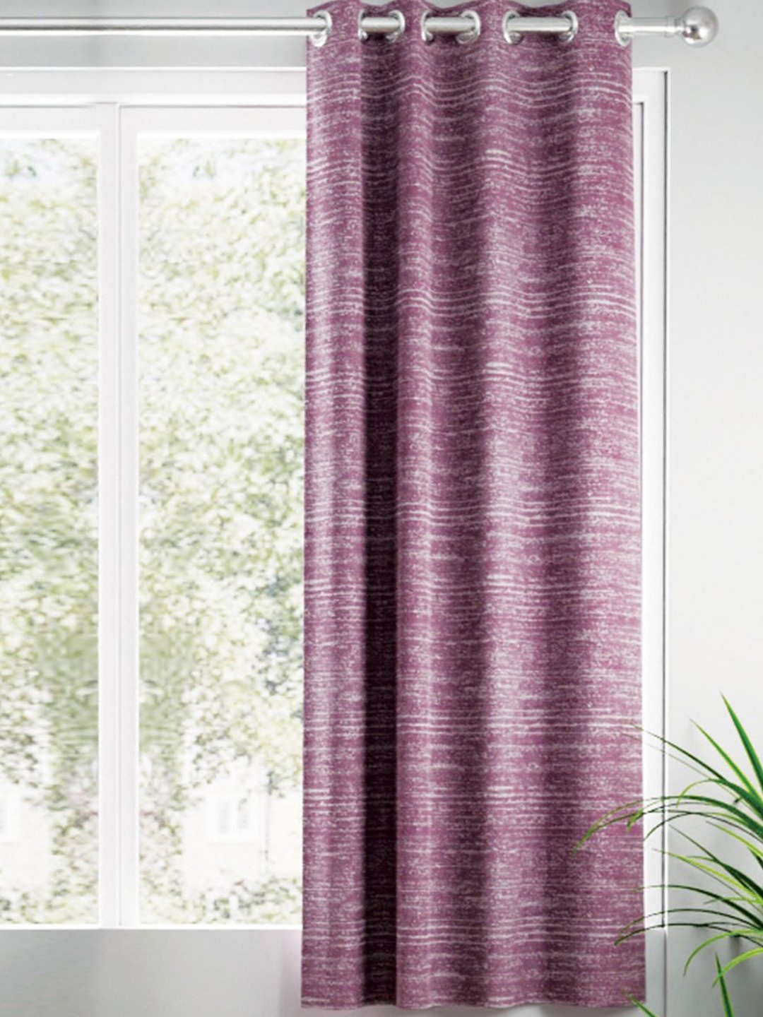 

BIANCA Purple Striped Room Darkening Window Curtain