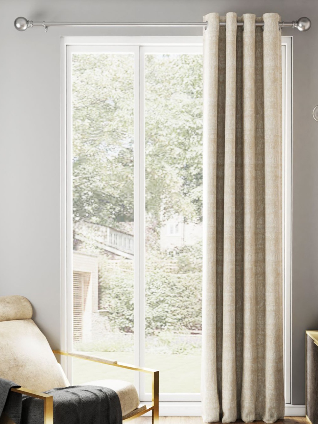 

BIANCA Beige Jacquard Room Darkening Door Curtain