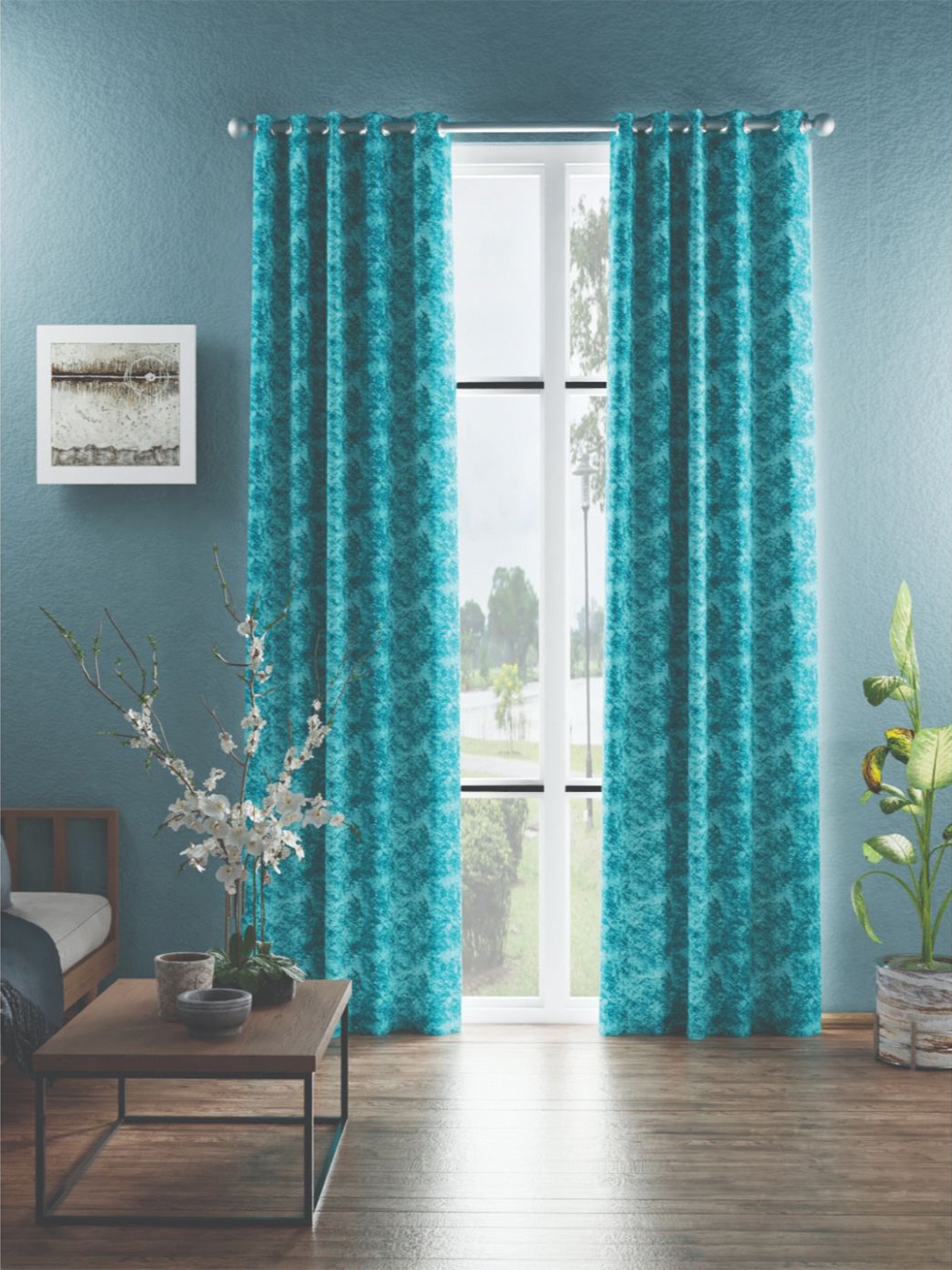 

BIANCA Sea Green Set of 2 Room Darkening Door Curtain