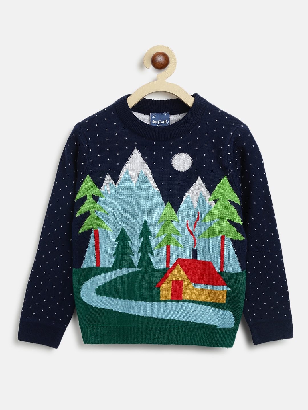 

Nauti Nati Boys Navy Blue Animal Printed Pullover Sweater
