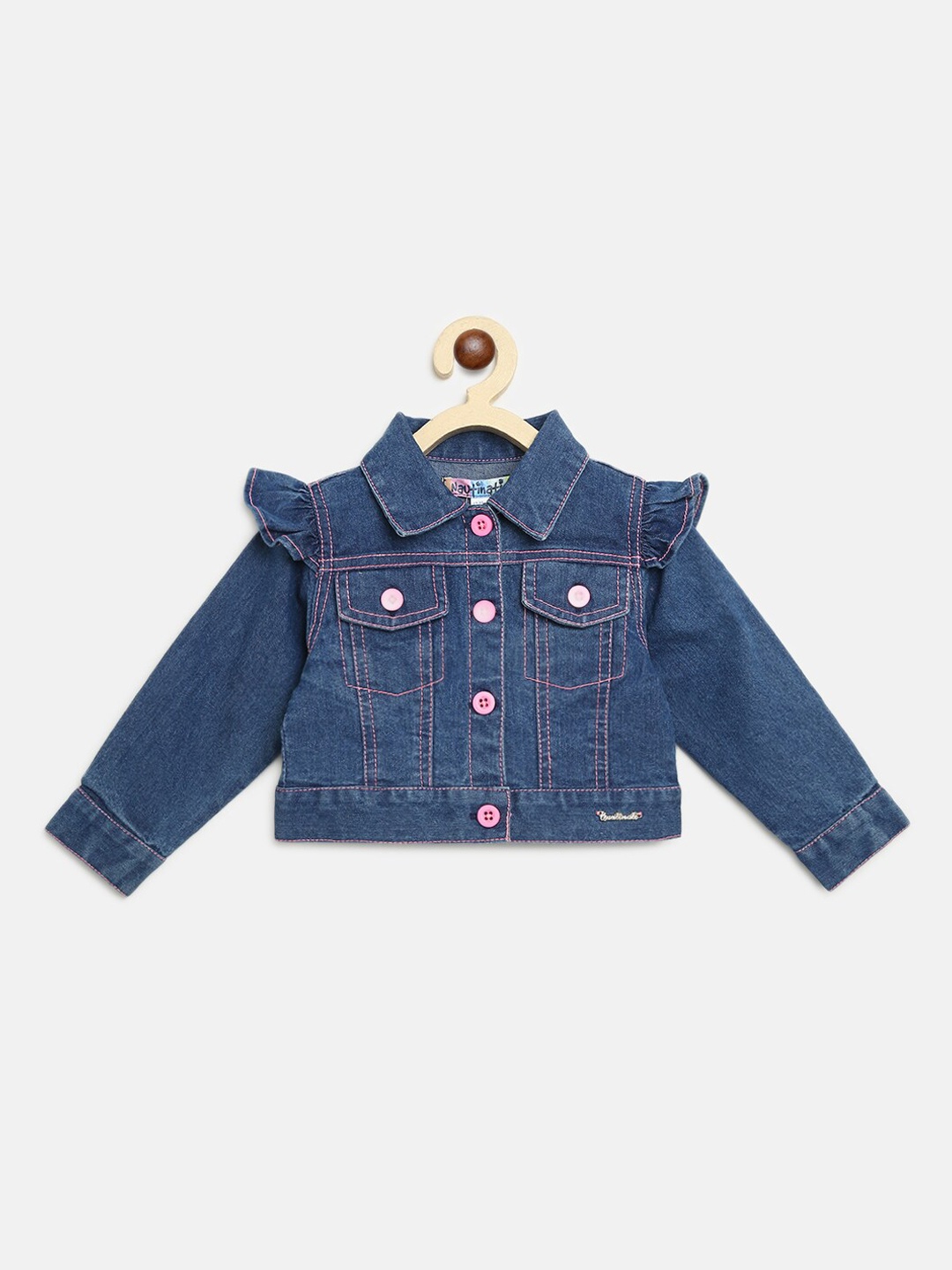 

Nauti Nati Girls Navy Blue Pink Denim Jacket