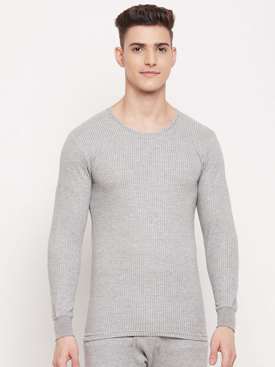 

Duke Men Grey Striped Thermal T-shirt