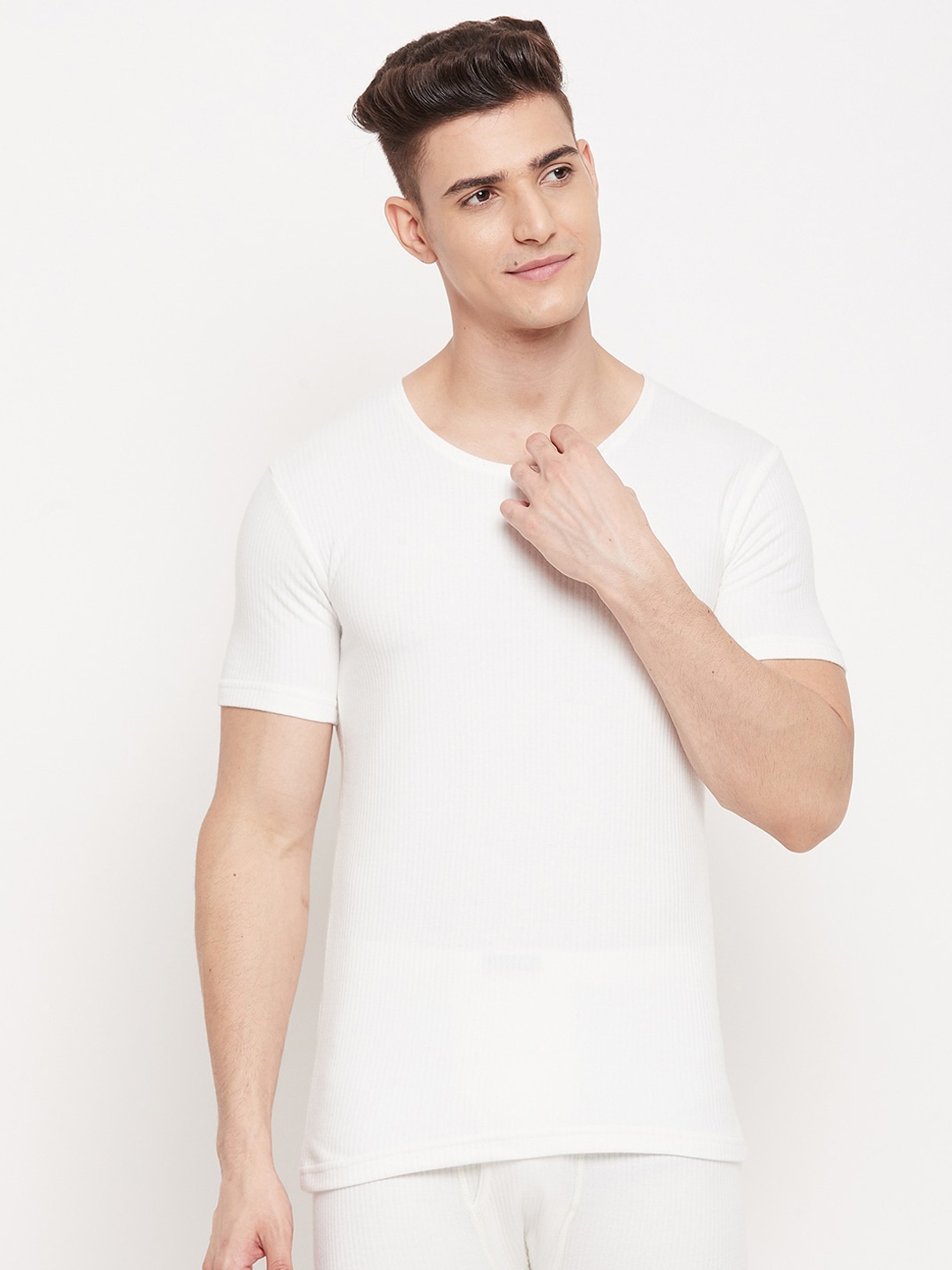

Duke Men White Striped Cotton Thermal Tops