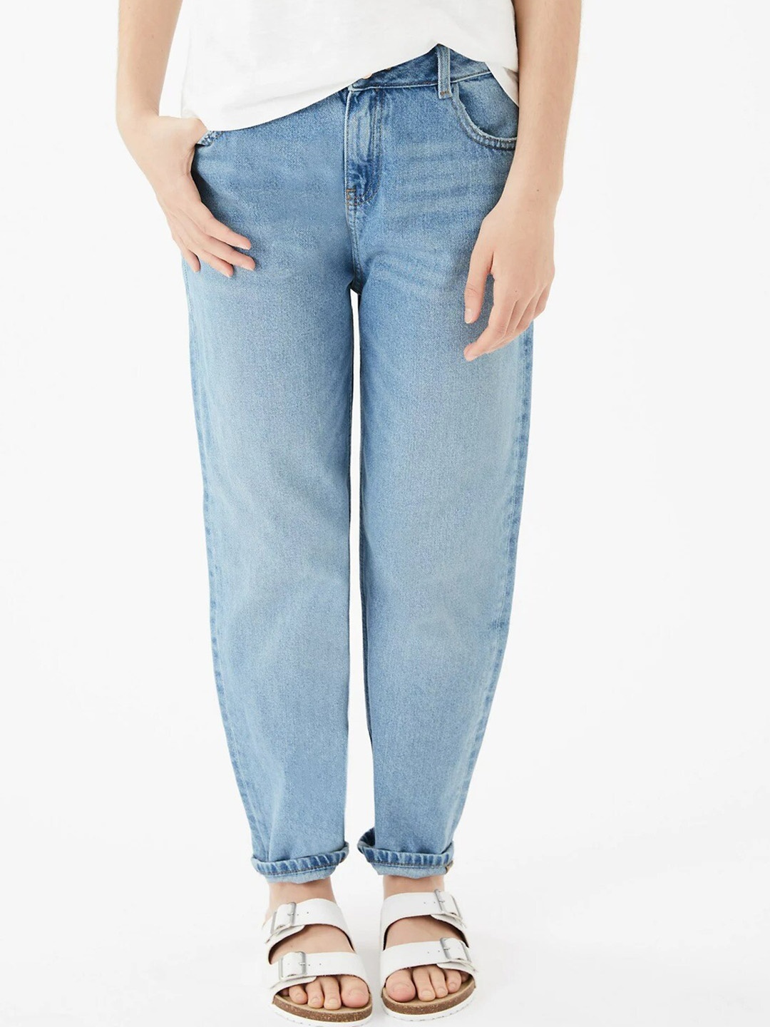 

Marks & Spencer Girls Blue Jogger High-Rise Light Fade Jeans