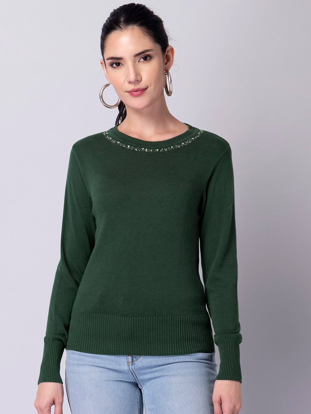 

FabAlley Women Green Pullover Sweater