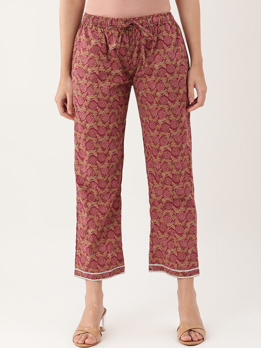 

Lokatita Women Red Ethnic Motifs Printed Classic Tapered Fit Trouser