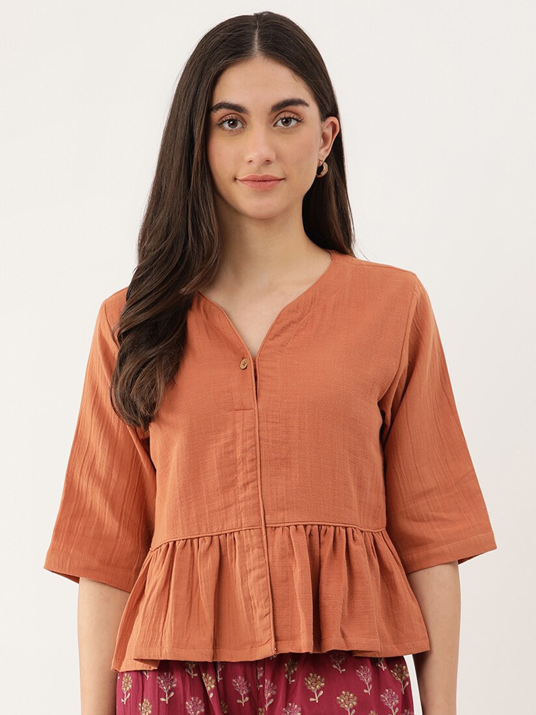 

Lokatita Women Brown Peplum Top