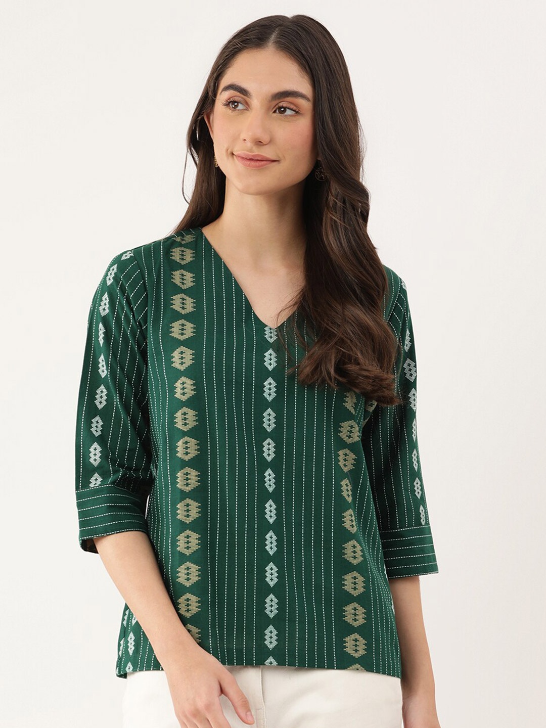

Lokatita Green Cotton Dobby Top
