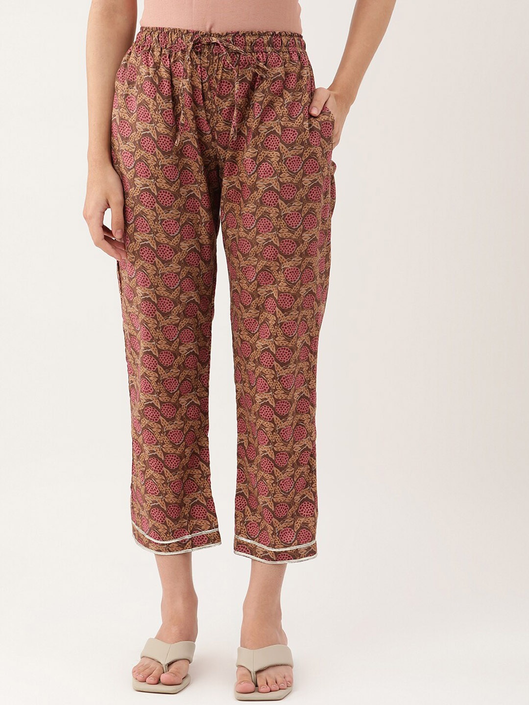 

Lokatita Women Brown Ethnic Motifs Printed Classic Tapered Fit Trouser