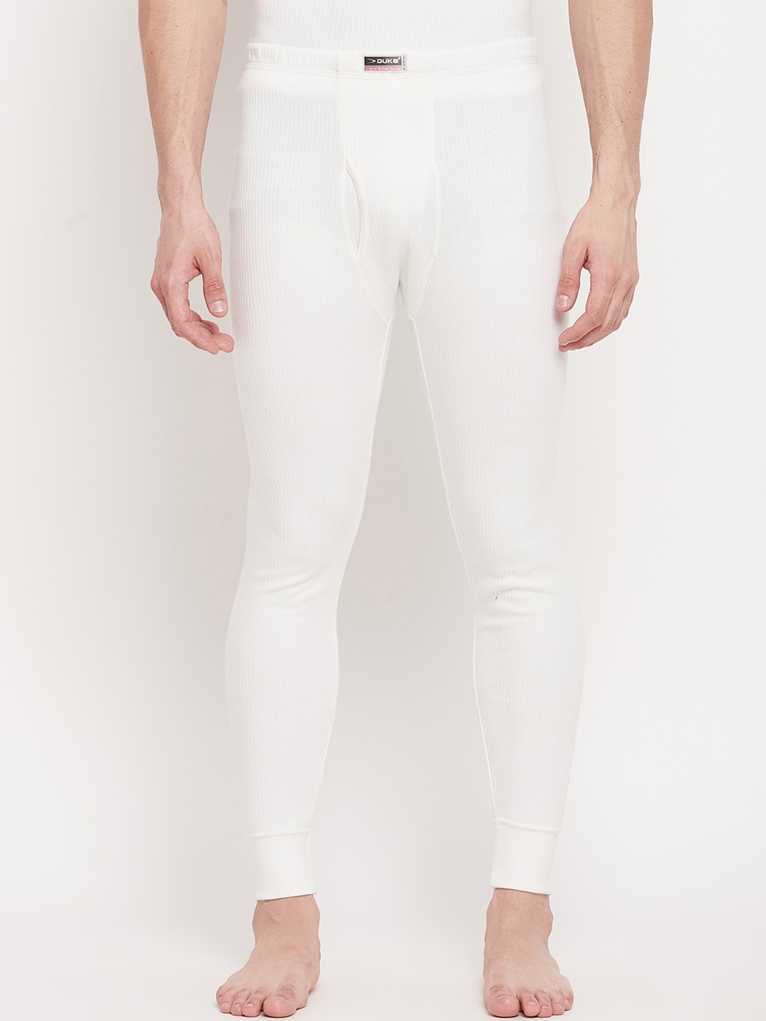 

Duke Men Off-White Solid Cotton Thermal Bottom