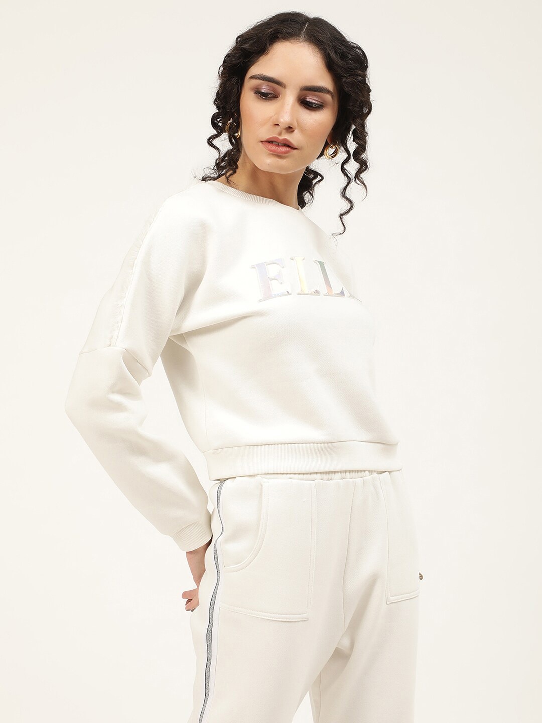 

ELLE Women White Printed Sweatshirt