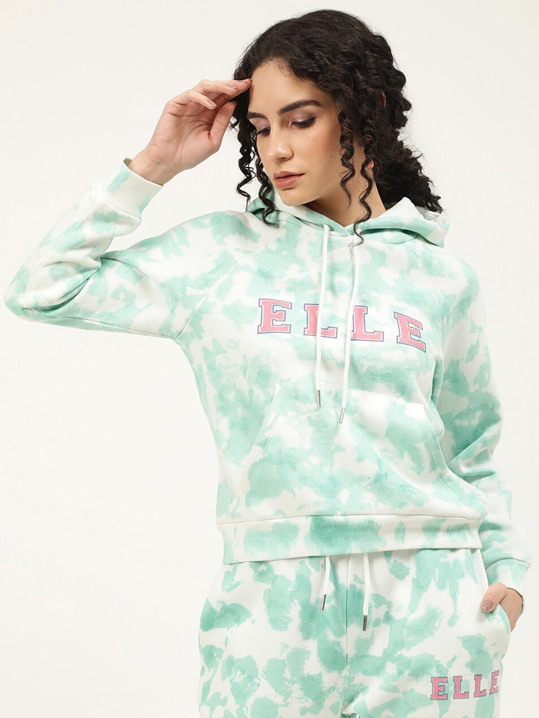 

ELLE Women Teal and Off white Printed Sweatshirt