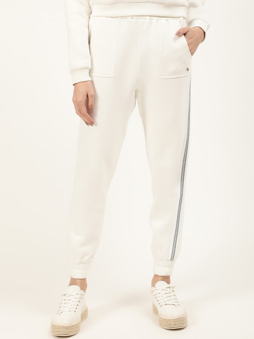 

ELLE Women White Solid Cotton Track Pants