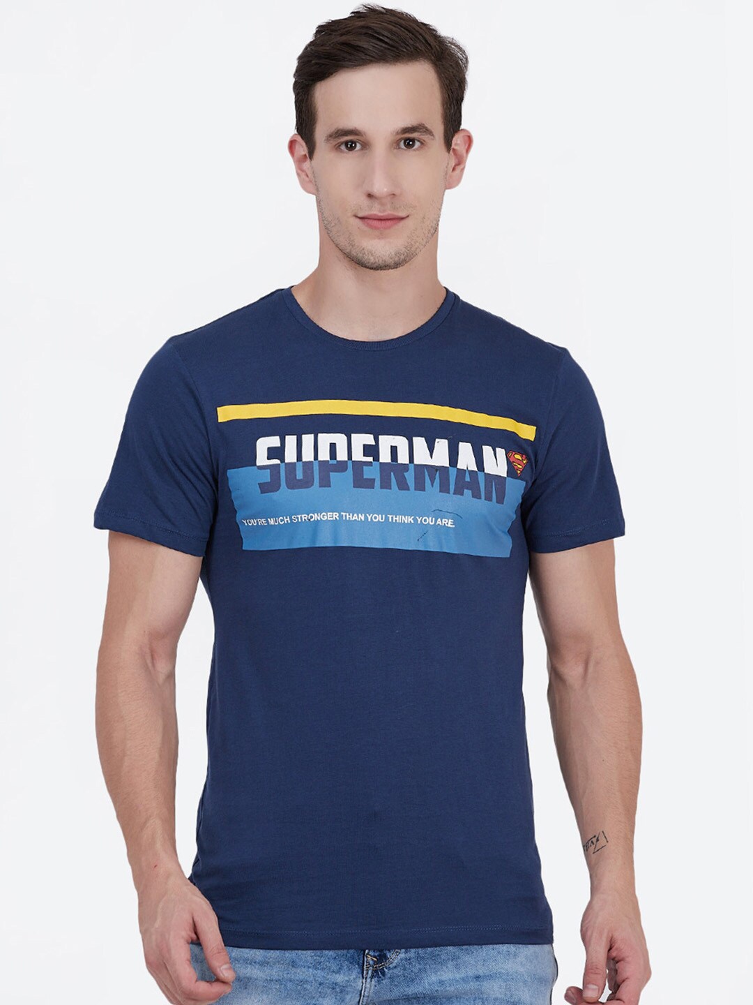 

Free Authority Men Blue Superman Printed Short Sleeves T-shirt