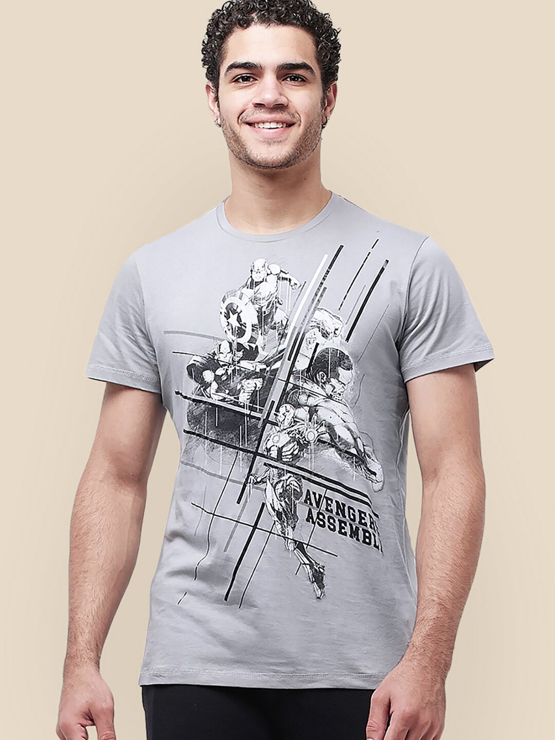 

Free Authority Men Grey Avengers Printed Cotton T Shirt