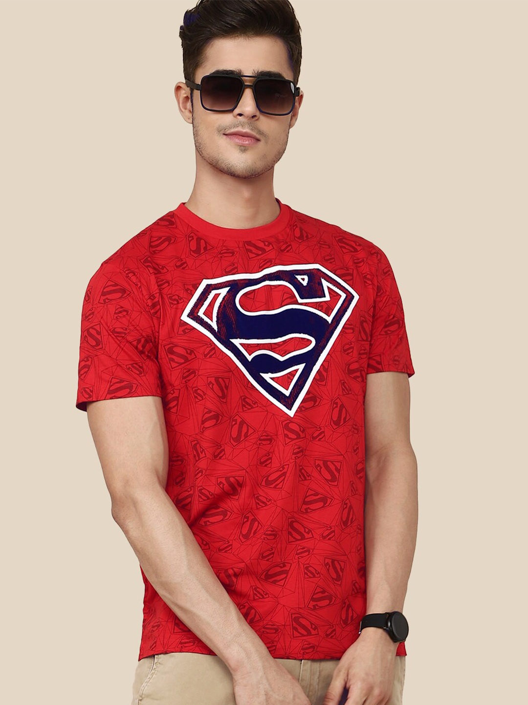 

Free Authority Men Red Superman Printed Cotton Tshirts