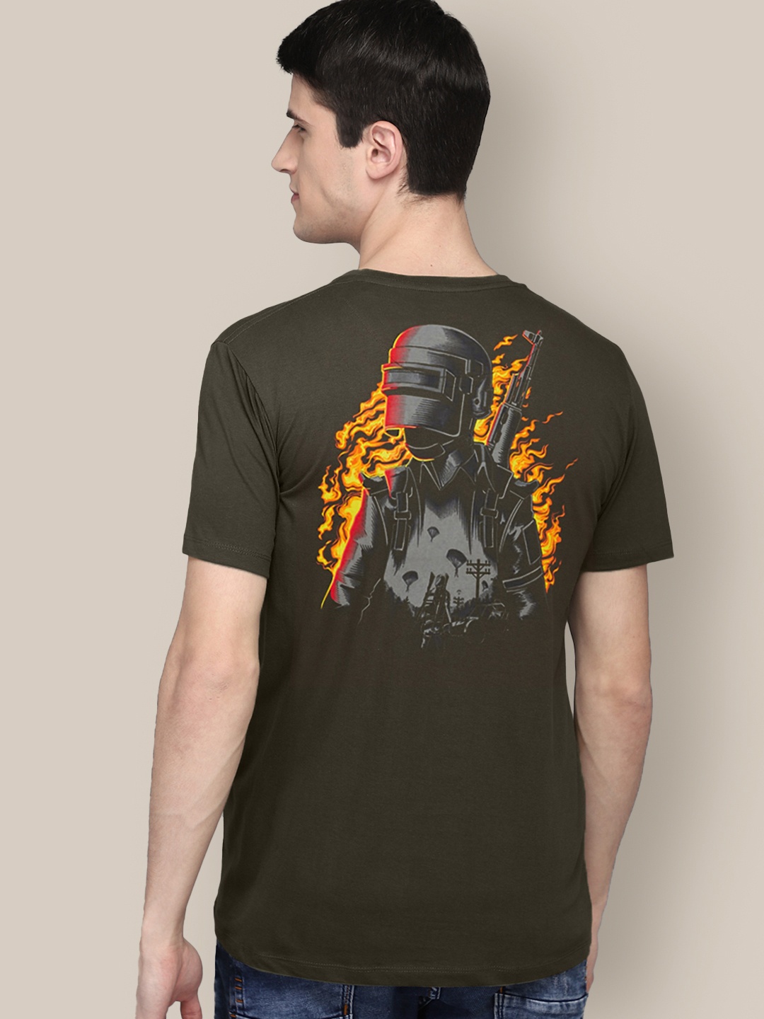 

Free Authority Men Green & Yellow Cotton Pubg Printed T-shirt
