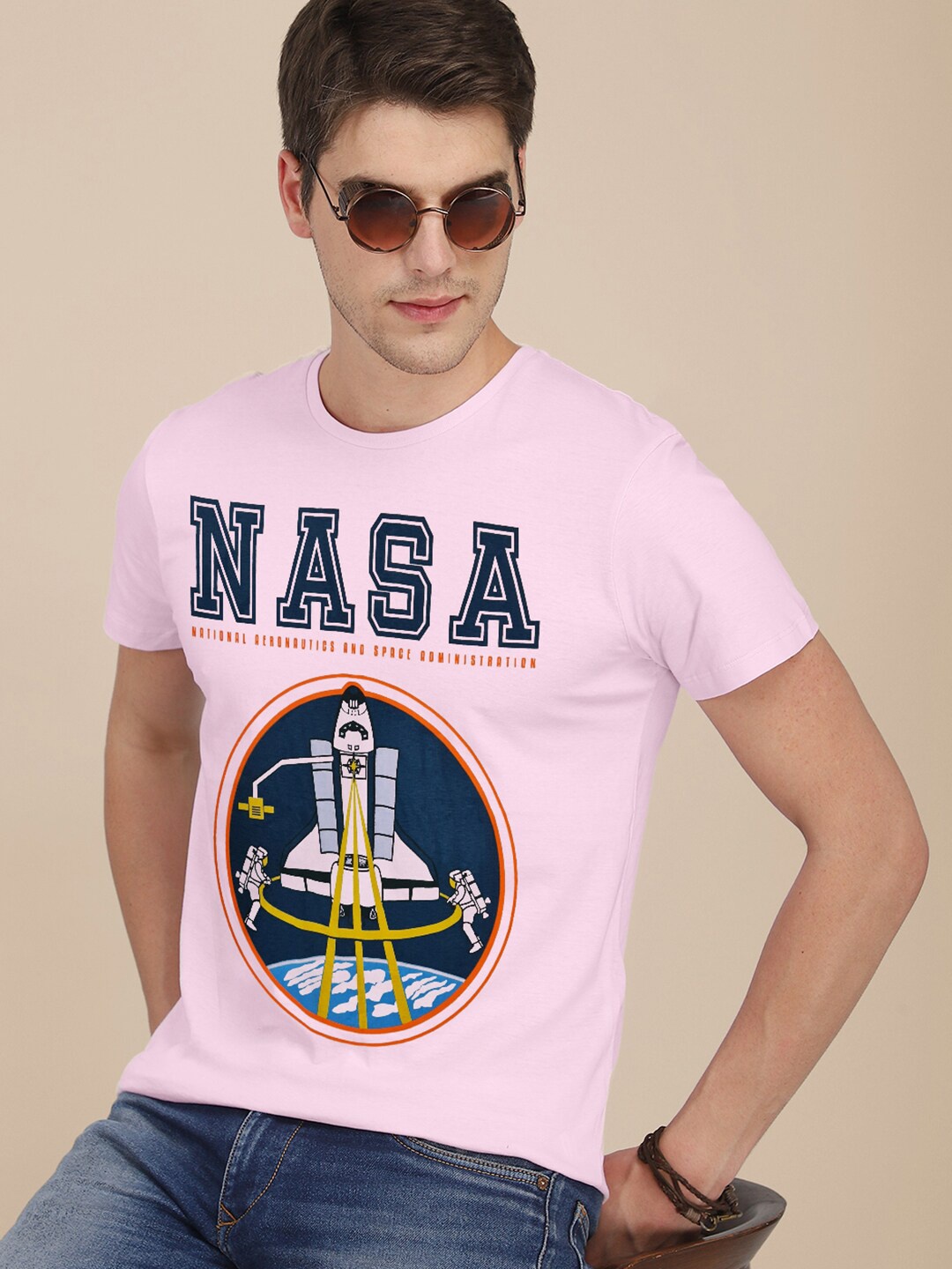 

Free Authority Men Purple Nasa Printed Cotton T Shirt